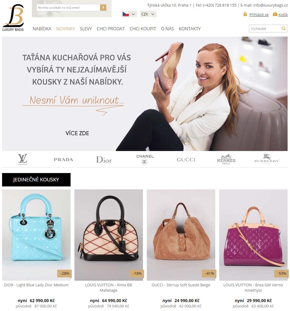 Ukázka e-shopu LuxuryBags