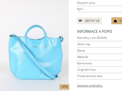 Ukázka e-shopu LuxuryBags